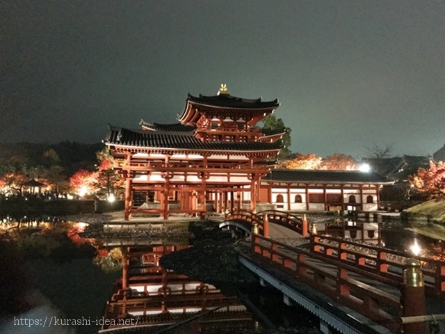 平等院鳳凰堂の紅葉夜間特別拝観の混雑と食事と周辺の紅葉スポットは